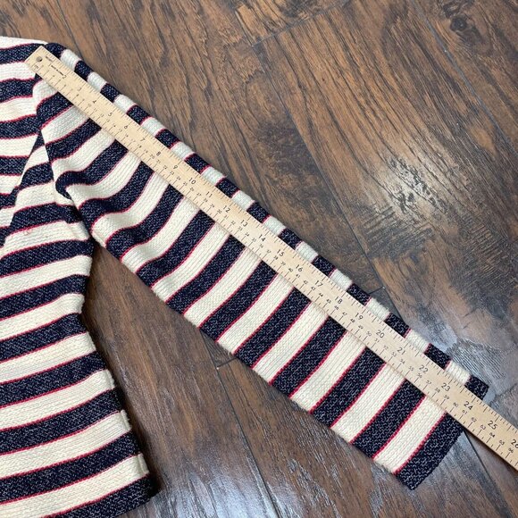 Cabi Cruise Jacket 6 Nautical Stripe Navy Blue Tweed Double Breasted Blazer - Picture 11 of 13